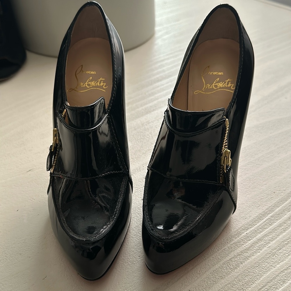 Christian Louboutin patent leather booties